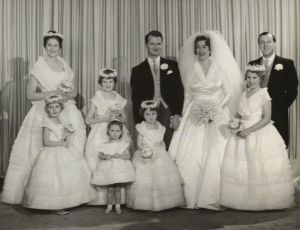 NPG x34116; The wedding of David Hicks and Lady Pamela Mountbatten by Madame Yevonde